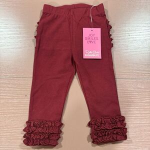 NEW Ruffle Butts Maroon Leggings 6-12 Months